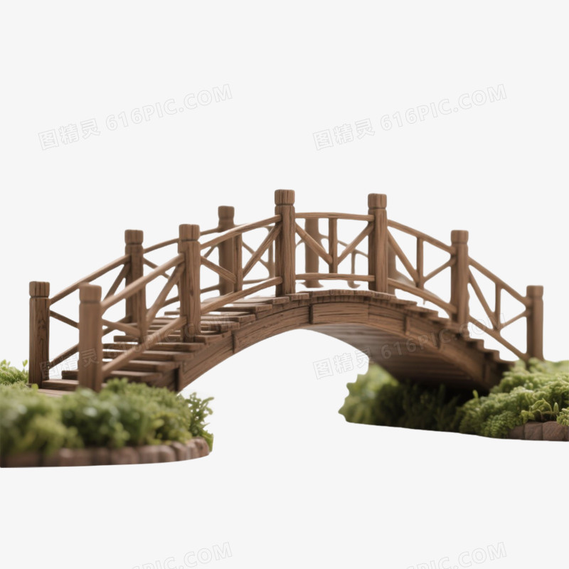 实景摄影风格木桥免抠元素