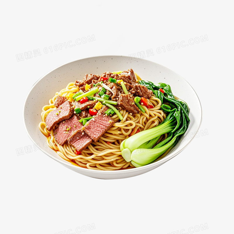 摄影风牛肉拌面免抠元素