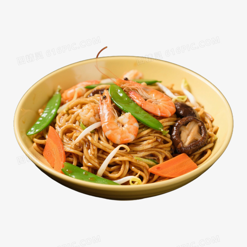 摄影风格海鲜炒面免抠元素