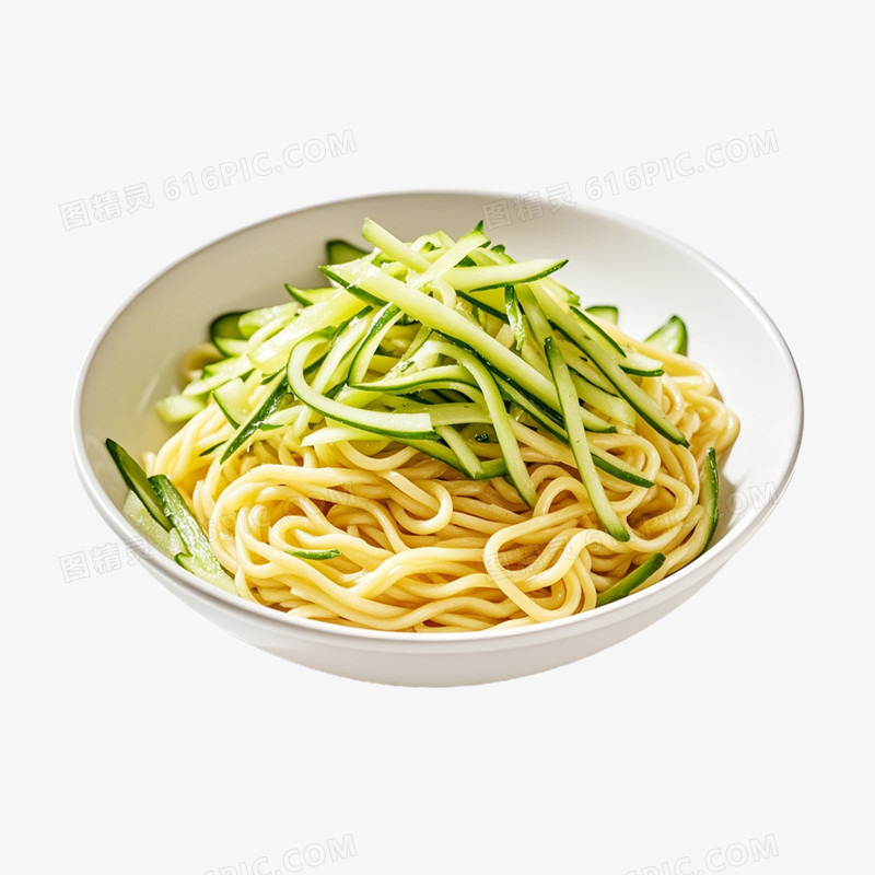 摄影风黄瓜拌凉面免抠元素
