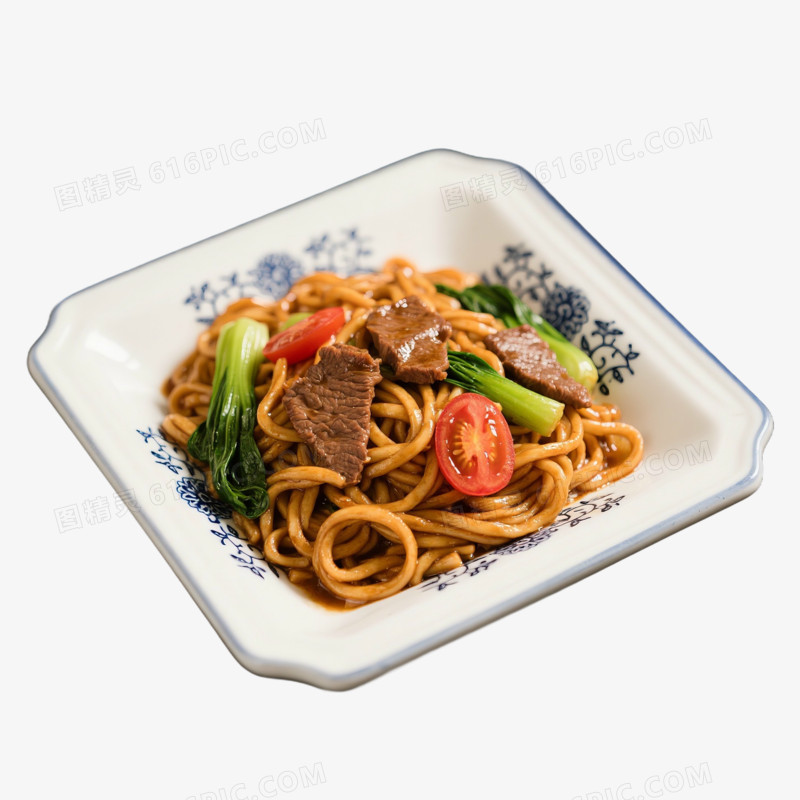 摄影风格牛肉炒面免抠元素