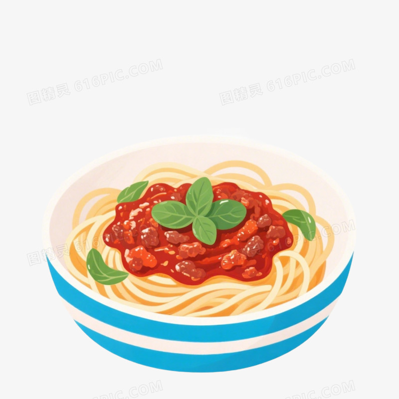 手绘卡通面食面条肉酱面免抠元素