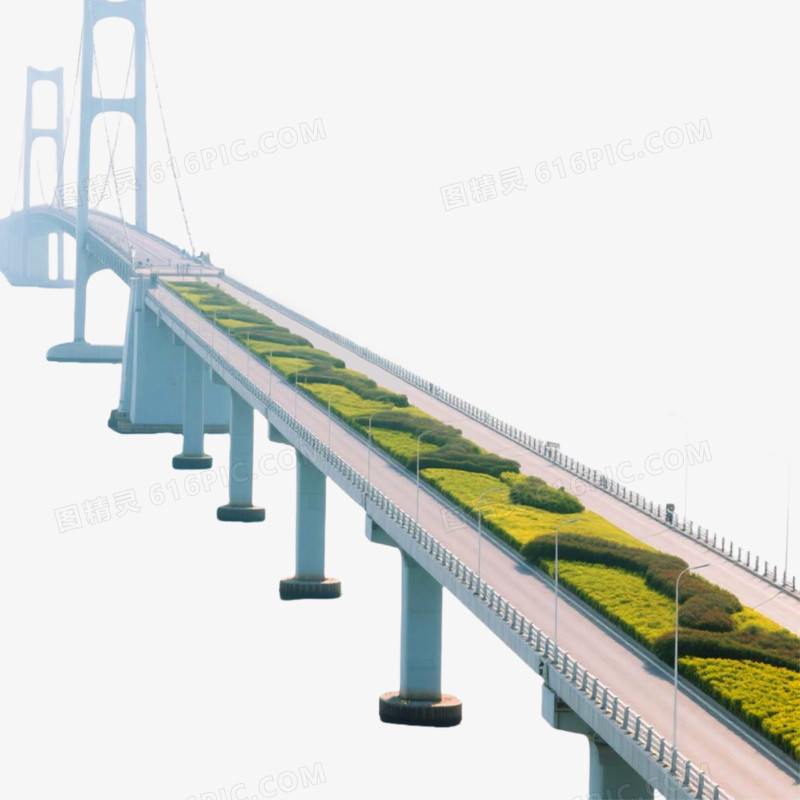 实景摄影风格跨海桥免抠元素
