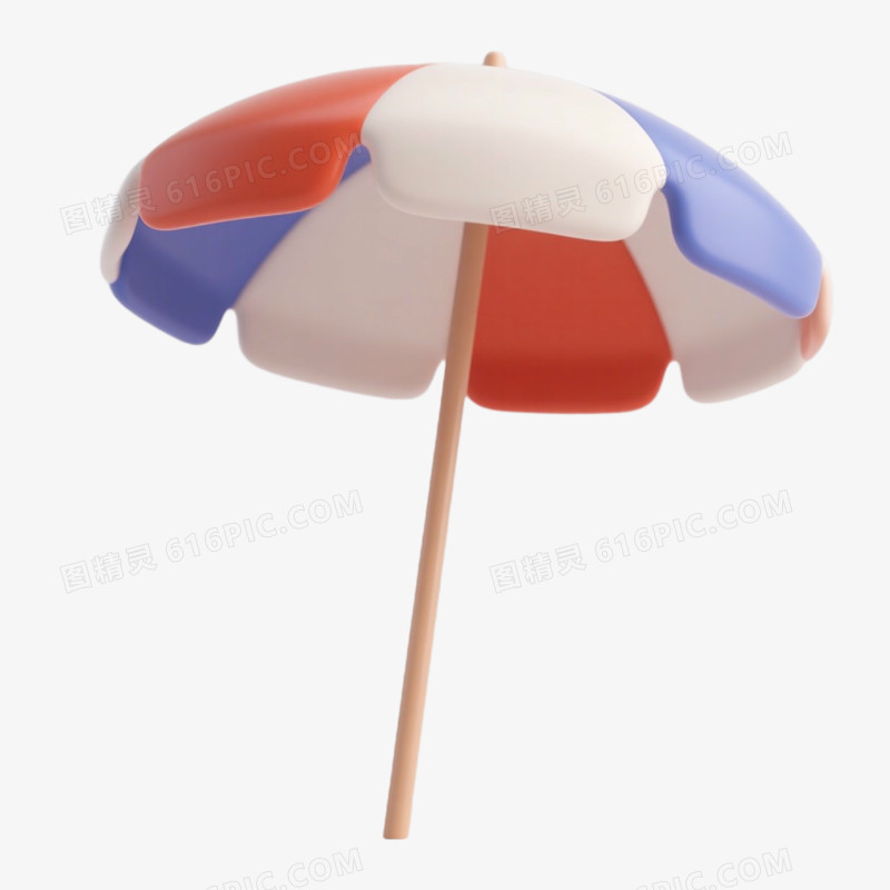 夏天3D小元素沙滩伞免抠元素