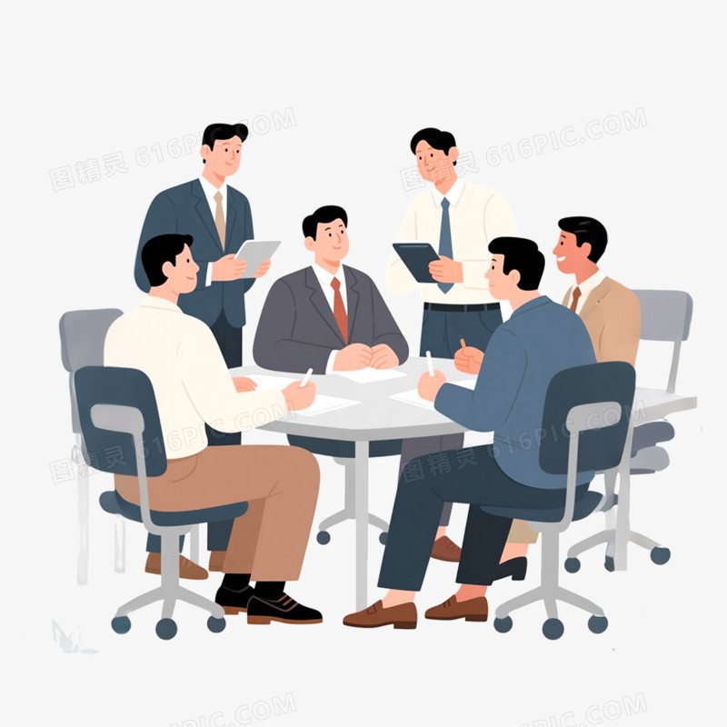 矢量扁平商务插画会议讨论免抠元素
