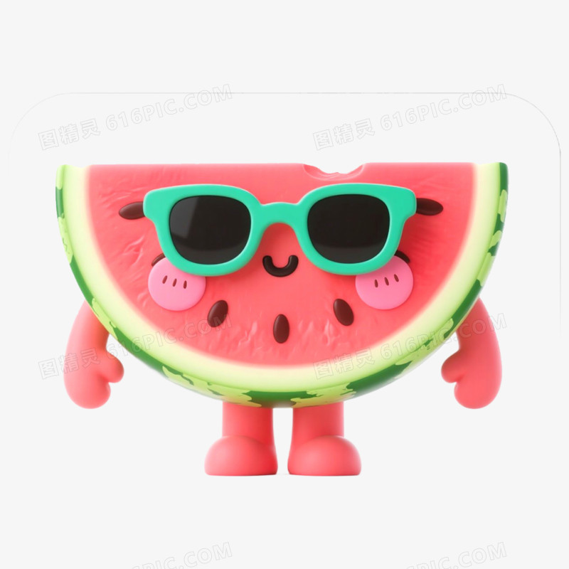 3D立体夏日水果西瓜免抠元素