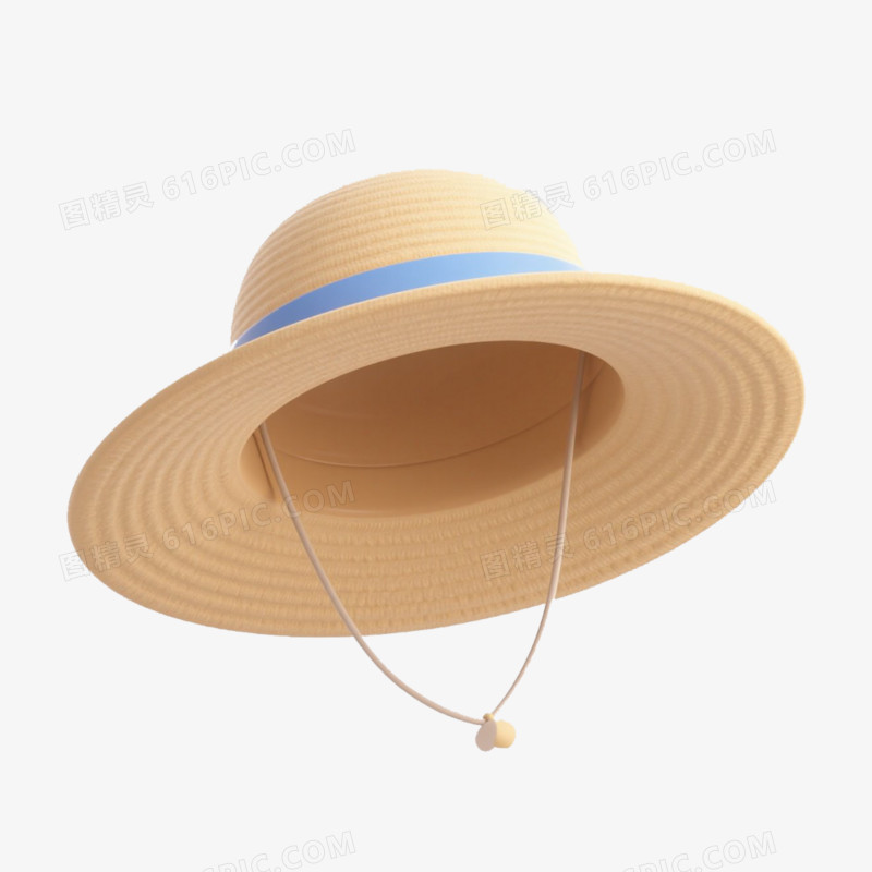 夏天3D小元素帽子免抠元素