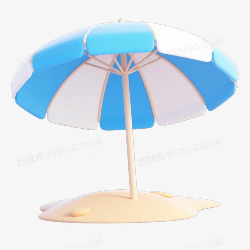 夏天3D小元素沙滩伞免抠元素