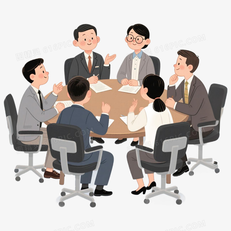矢量扁平商务插画会议讨论免抠元素