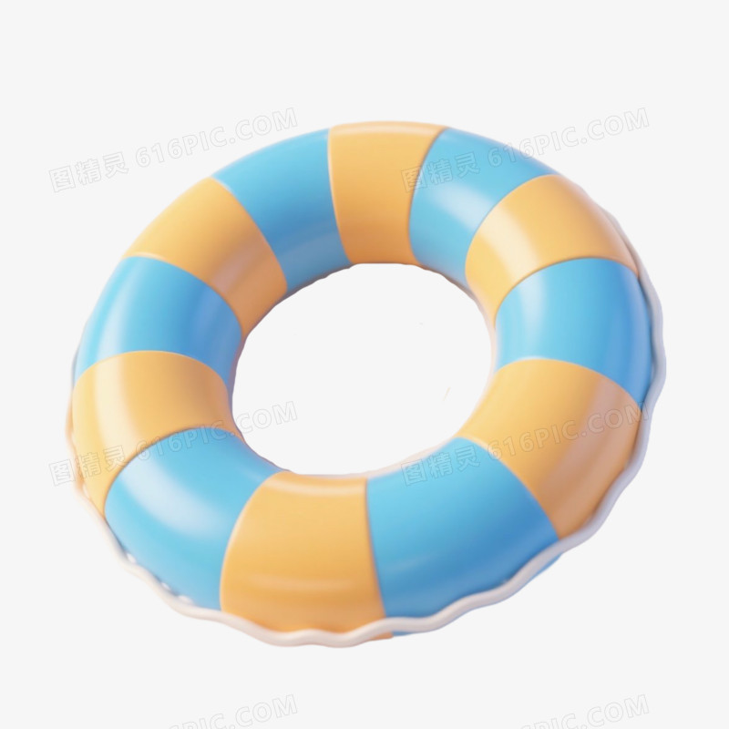 夏天3D小元素游泳圈免抠元素