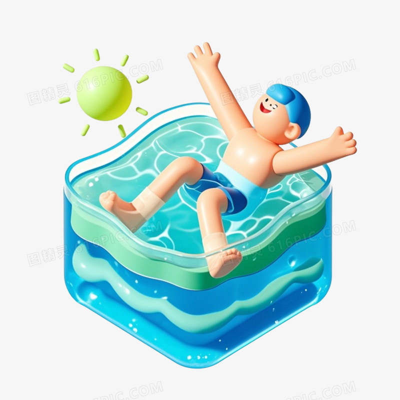 3D夏季卡通人物免抠元素