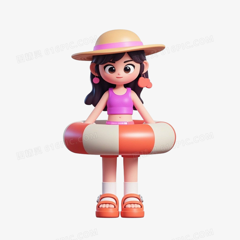 3D夏季卡通人物免抠元素