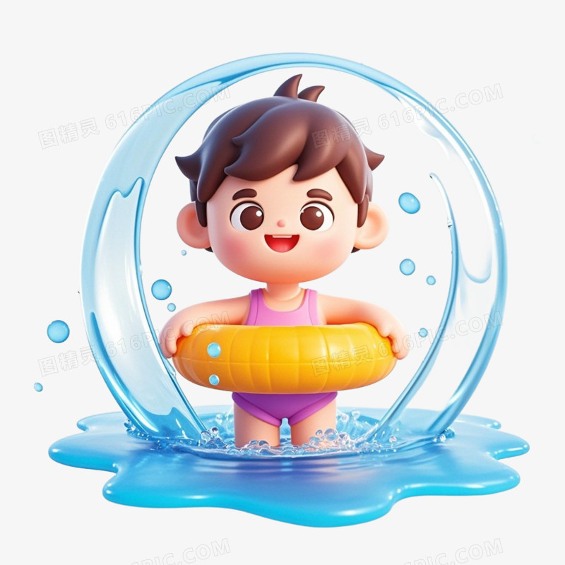 3D夏季卡通人物免抠元素