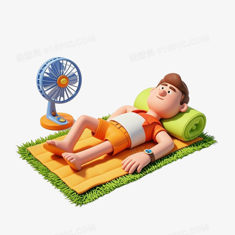3D夏季卡通人物免抠元素