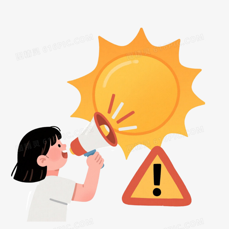 炎热夏天高温预警免抠元素