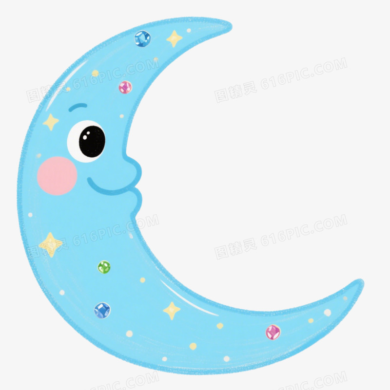 卡通可爱的蓝色月牙免抠元素