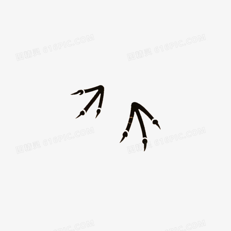 插画黑色鸟爪印免抠元素
