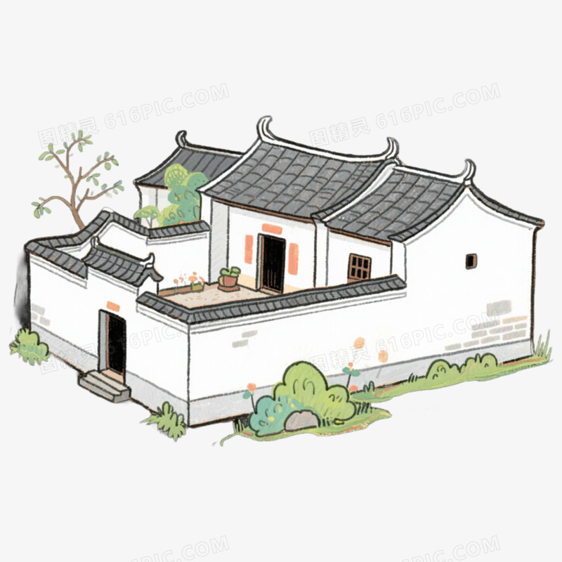 江南农村农家小院免抠元素