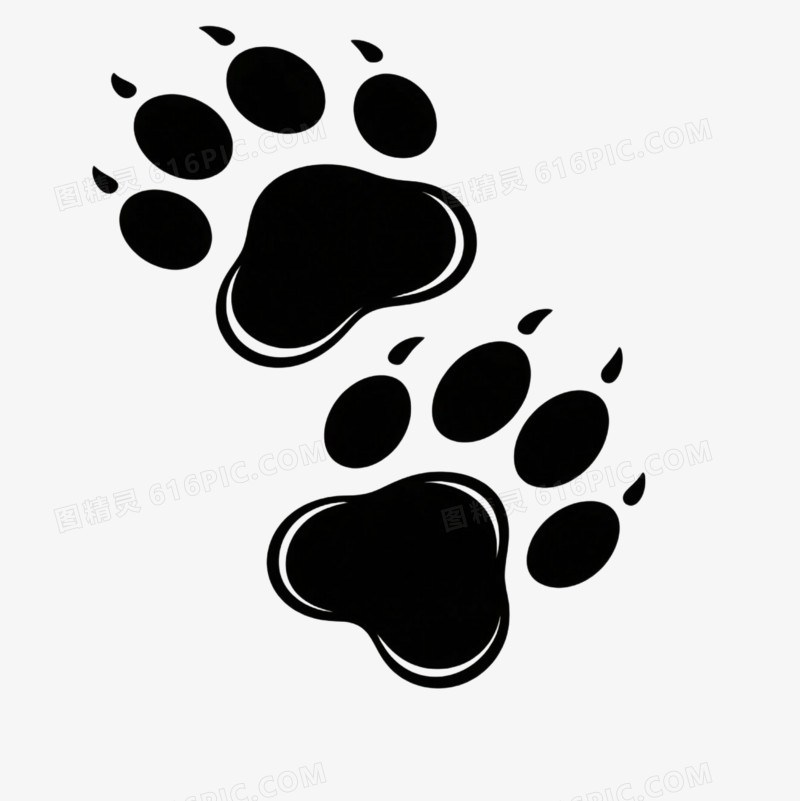 插画黑色狗爪印免抠元素