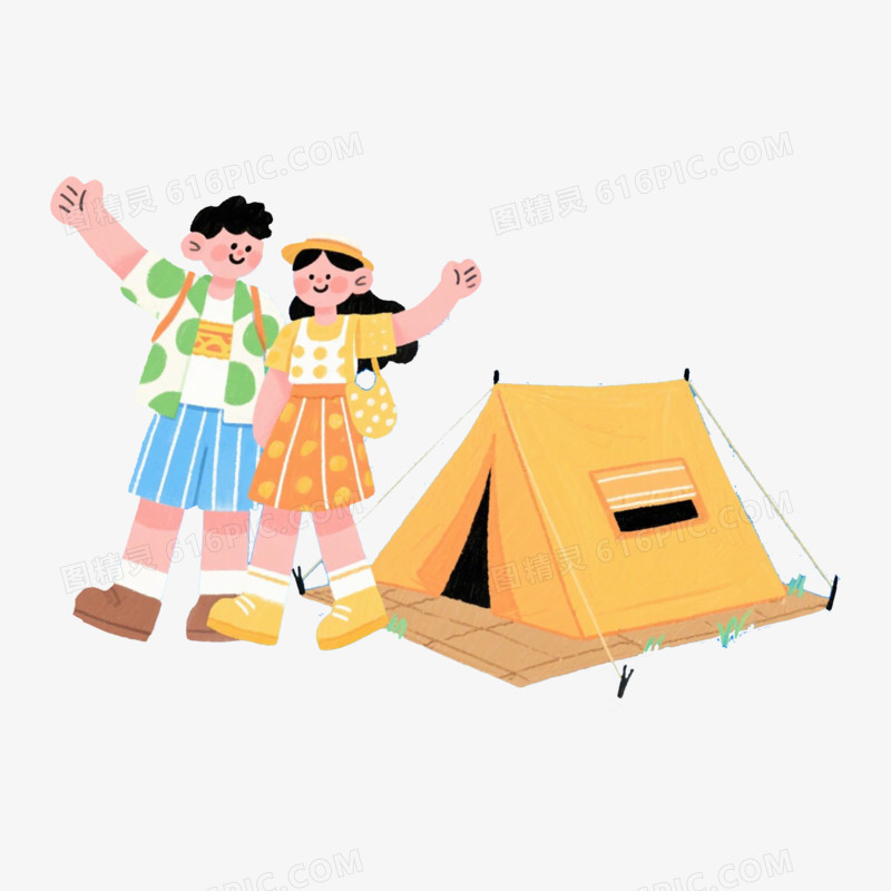 露营旅游情侣免抠元素
