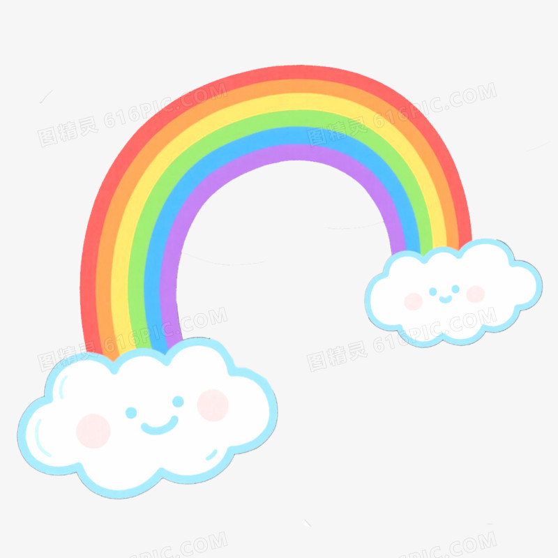手绘卡通插画彩虹免抠元素