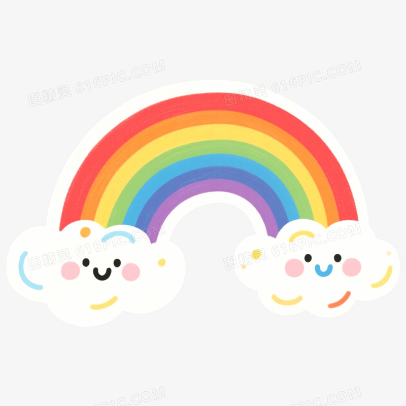 手绘卡通插画彩虹免抠元素