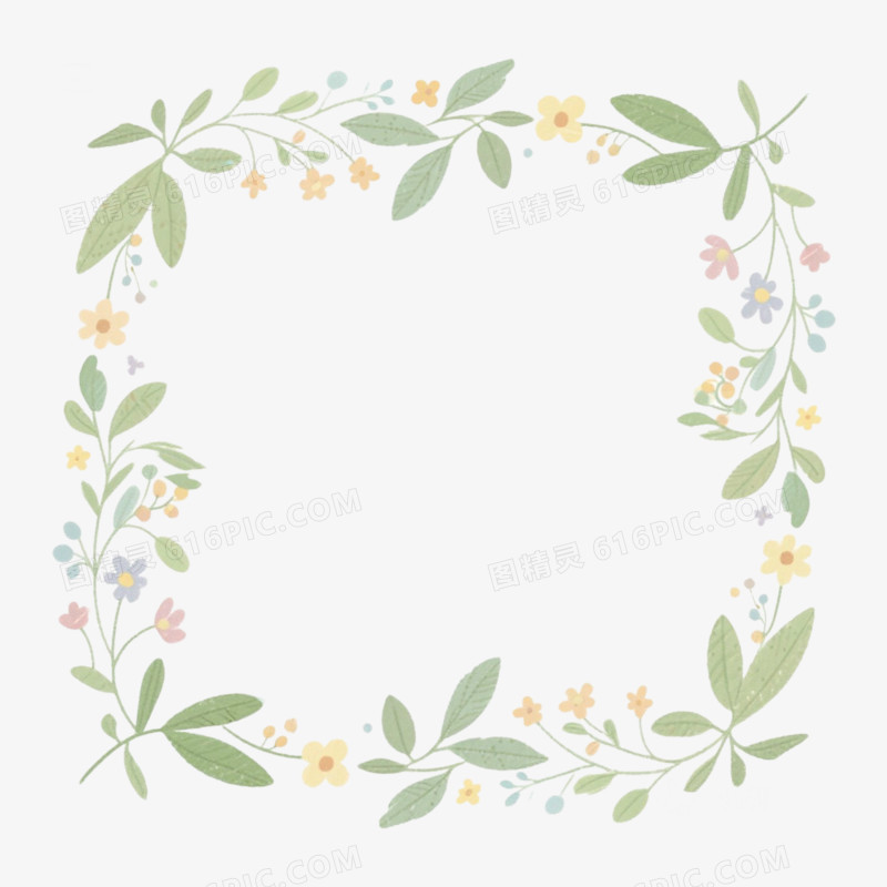 小清新花卉植物边框免抠元素