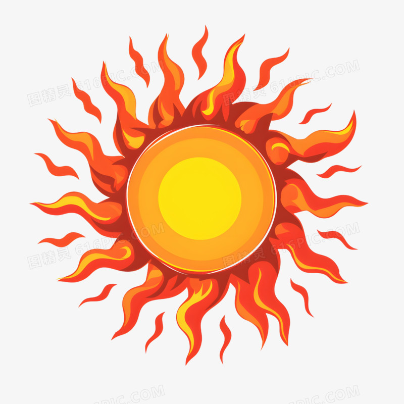手绘卡通高温太阳元素免抠元素