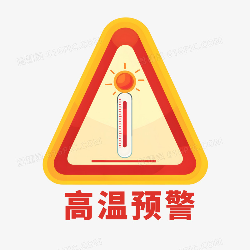 手绘卡通高温预警免抠元素