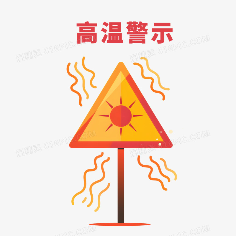 手绘卡通高温预警免抠元素