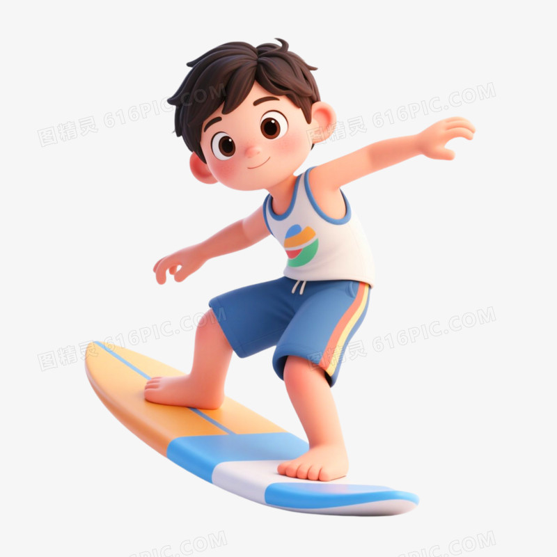 3D插画风格夏日人物免抠元素