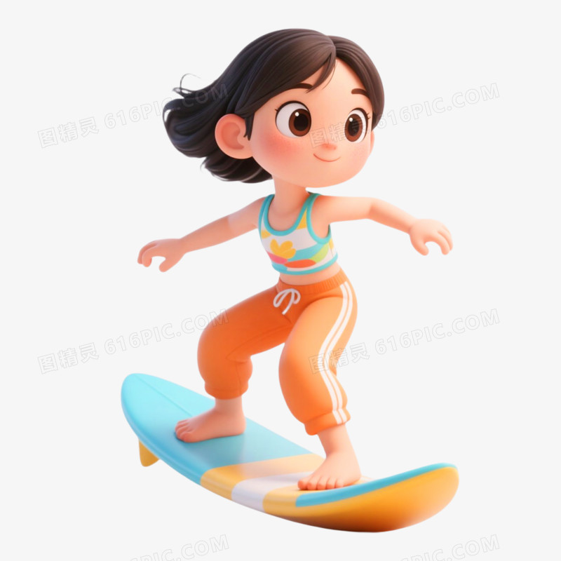 3D插画风格夏日人物免抠元素