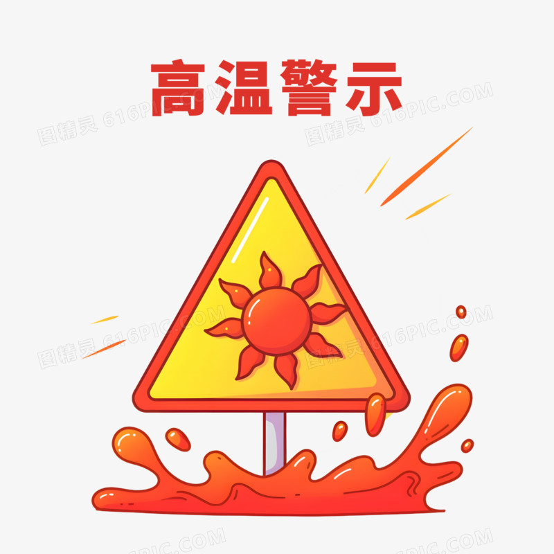 手绘卡通高温预警免抠元素