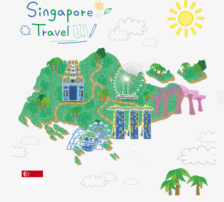 装饰新加坡绿色山脉著名景点分布