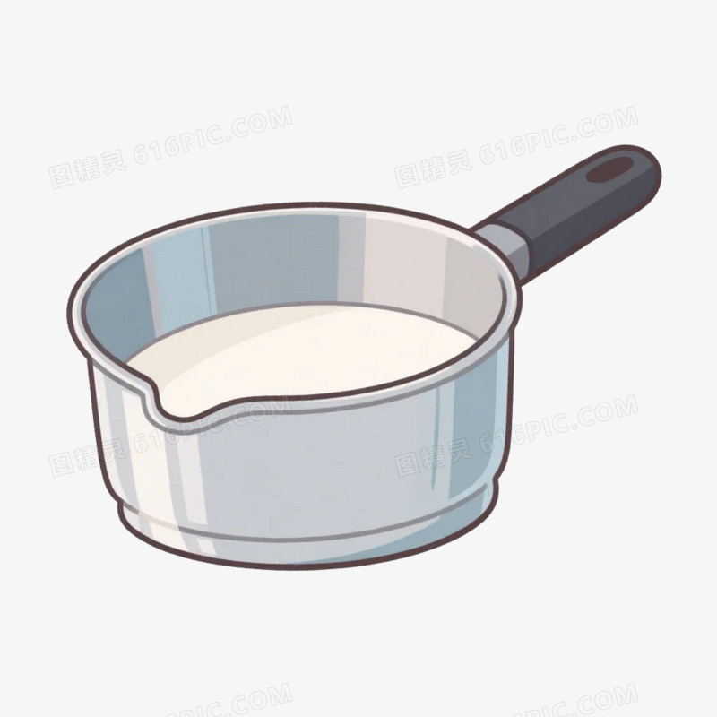 卡通插画风家居用品奶锅免抠元素