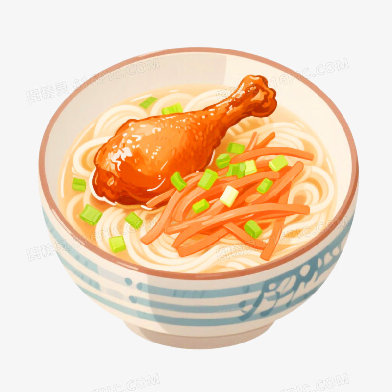手绘插画风格面条免抠元素