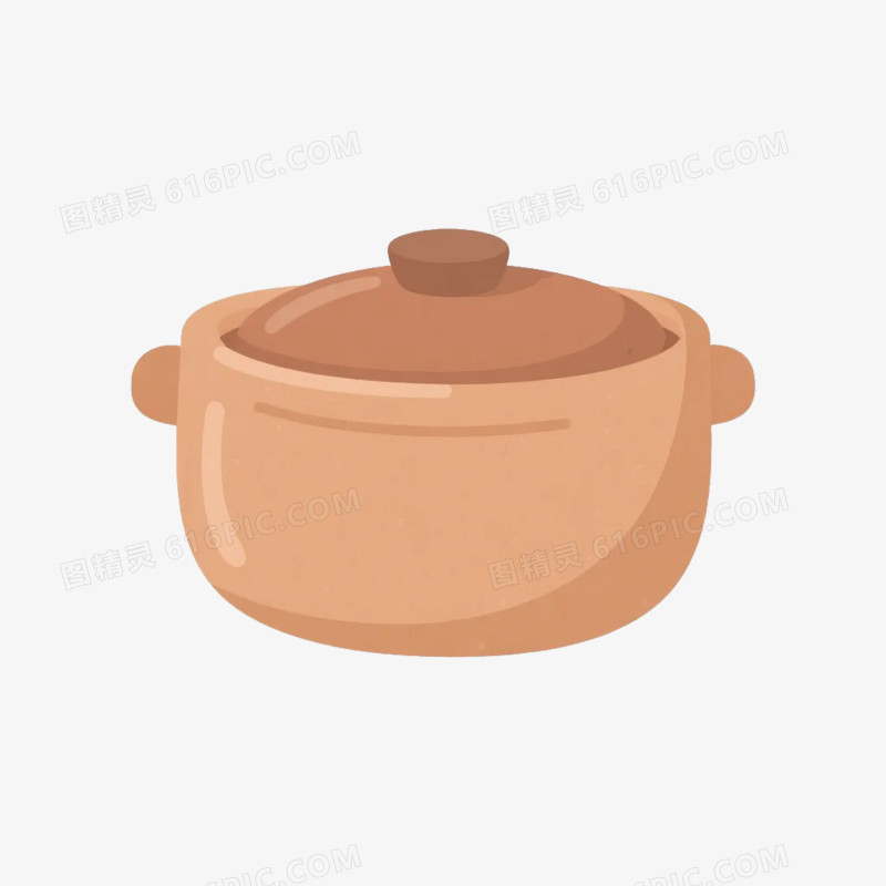 卡通插画风家居用品砂锅免抠元素