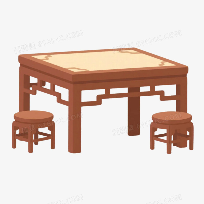 卡通插画风家居用品餐桌免抠元素