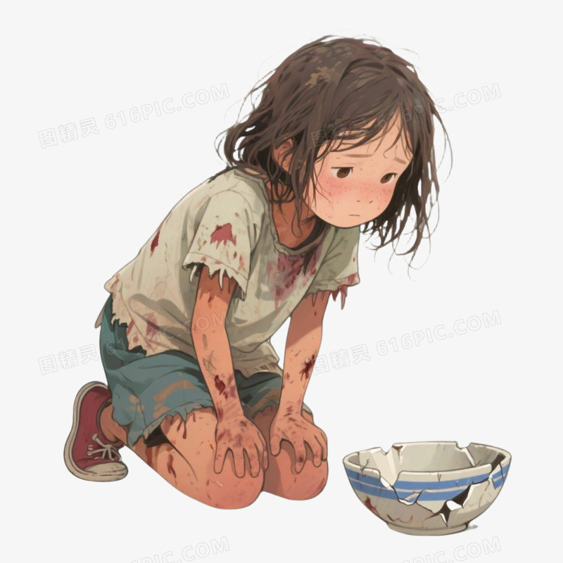 手绘插画风格乞丐免抠元素