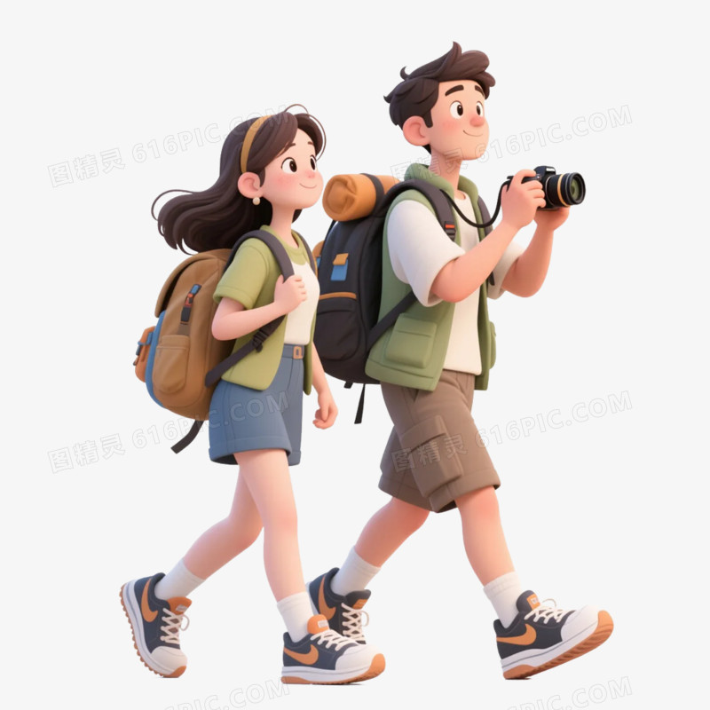 卡通插画风旅游户外出游免抠元素