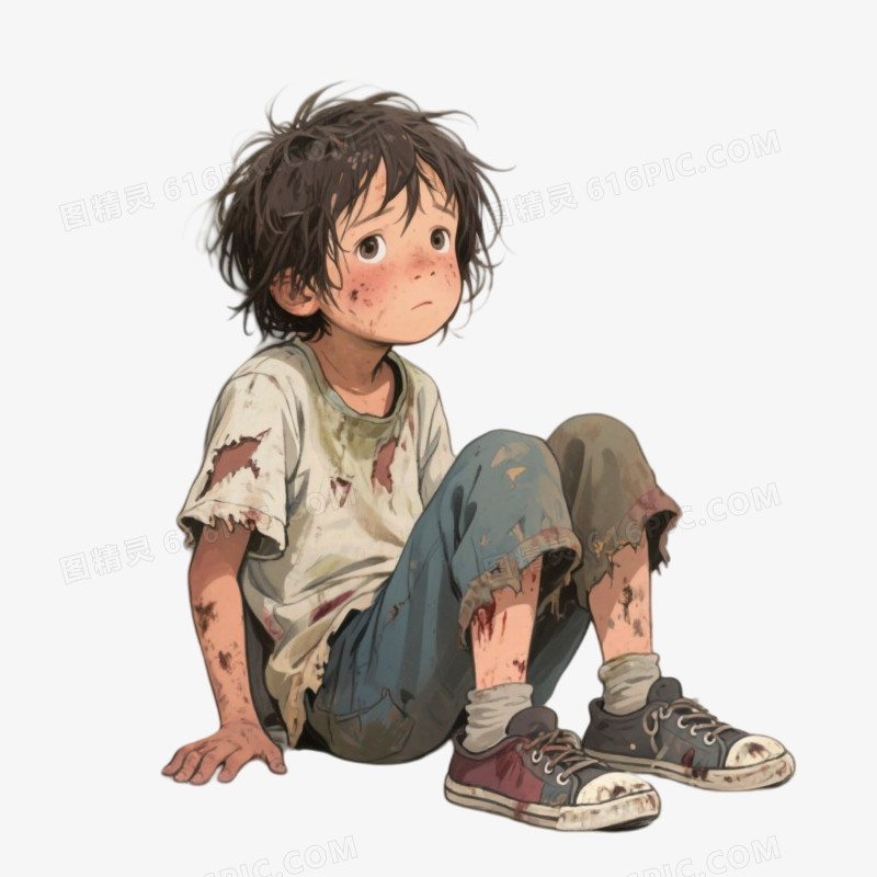 手绘插画风格乞丐免抠元素