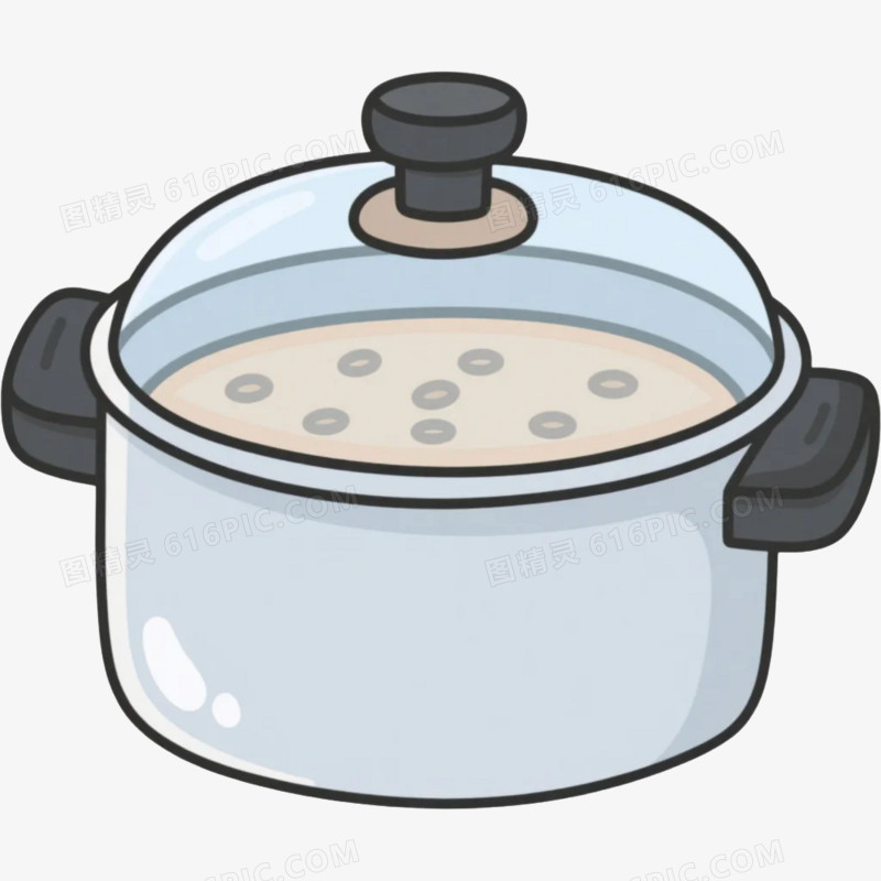 卡通插画风家居用品蒸锅免抠元素