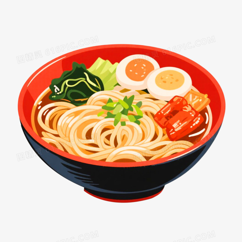 手绘插画风格面条免抠元素