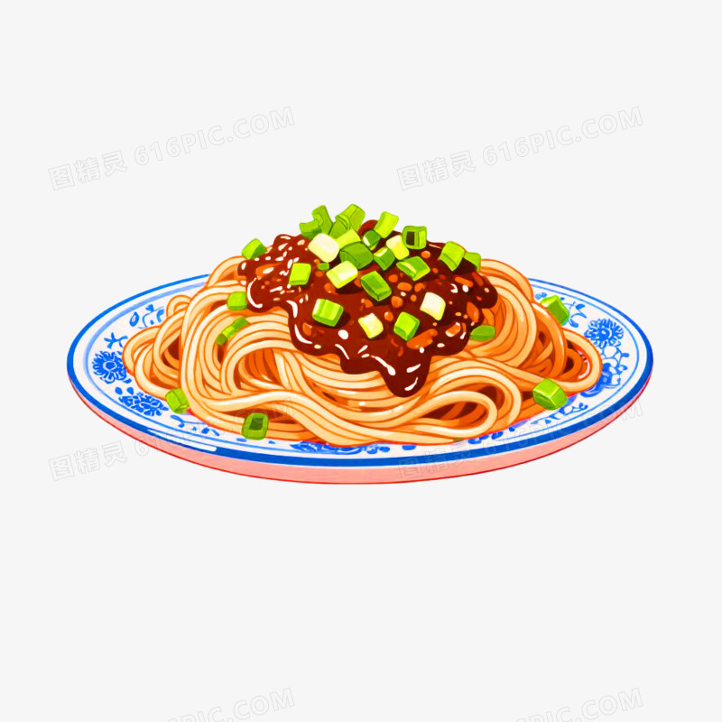 手绘插画风格面条免抠元素