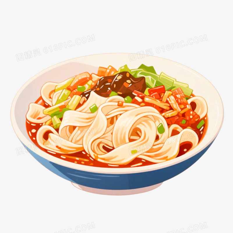 手绘插画风格面条免抠元素