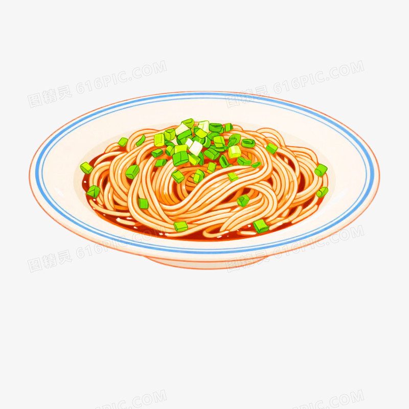 手绘插画风格面条免抠元素