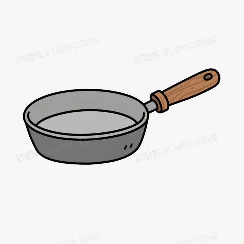 卡通插画风家居用品平底锅免抠元素