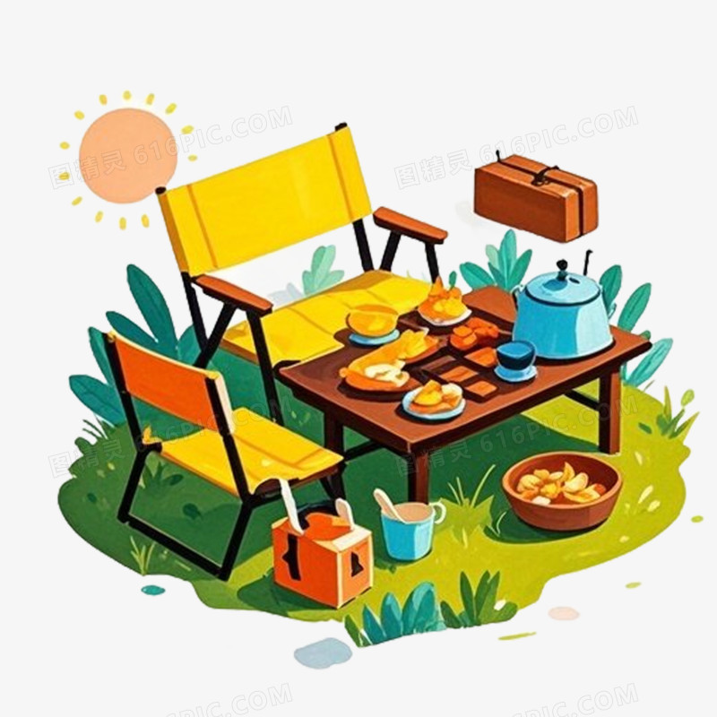 夏季郊游免抠元素