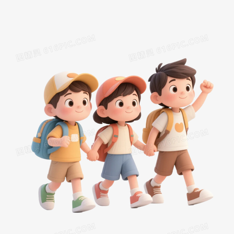 卡通插画风旅游户外出游免抠元素