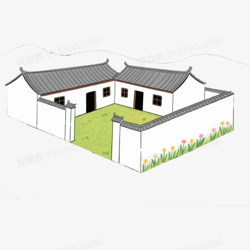 江南小屋农家小院免抠元素